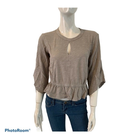 New M By Wilt 3/4 Flared Sleeves Gray Blouse XS Top Classic Shirt cotton size 2 - Picture 4 of 10